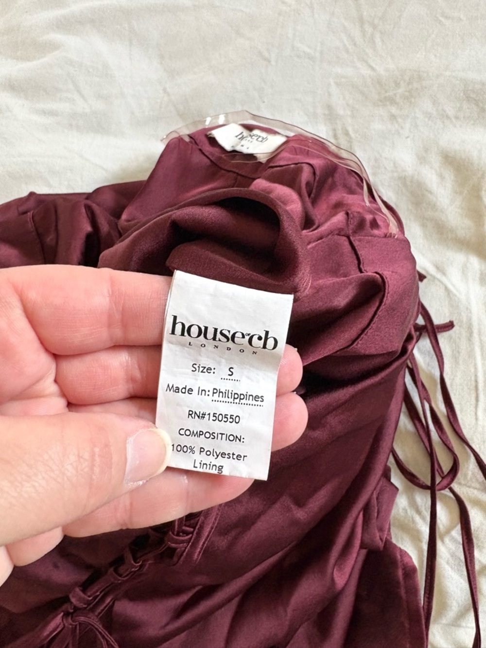 House of CB Sidonie Wine Satin Lace Up Midi Skirt size S - Picture 11 of 12